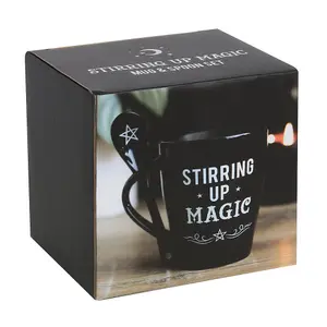 Ceramic Mug and Spoon Halloween Set - Stirring Up Magic. (500ml)