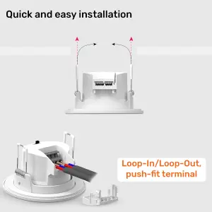 paul russells LED Downlight White Tilt Recessed Ceiling Spotlight 4.8W 500 Lumens, IP44, Colour Changeable CCT3