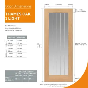 Thames Oak 1 Light Oak Internal Door - Unfinished