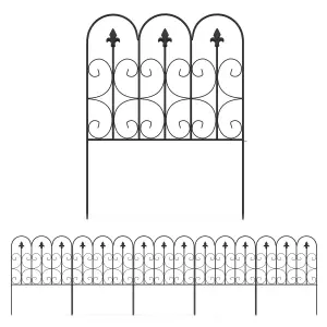 Outsunny 5PCs Decorative Garden Fencing Metal Border Edging