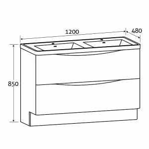 Eden 1200mm Floorstanding Vanity Unit in Gloss White & Link Resin Basin