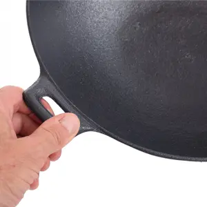 Oypla 30cm Cast Iron Non Stick Wok Skillet Frying Cooking Pan