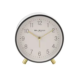 Analogue Metal Quartz Movement / Crystal Alarm Tabletop Clock Grey