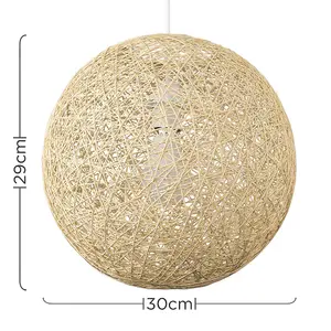 ValueLights Bjorn Modern Cream Lattice Wicker Rattan Globe Ball Style Ceiling Pendant Light Lampshade