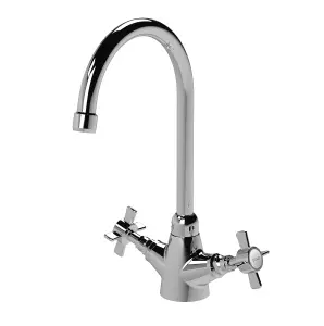 Double Bowl Fireclay Belfast Sink with Tap Hole & Full Wier, with Basket Strainer Waste & Mono Kitchen Sink Mixer Tap - Balterley