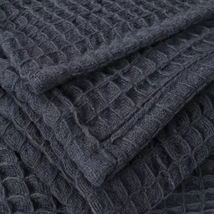 EHC Chunky & Soft Extra Large Cotton Waffle Throw, King Size, 225 x 250 cm - Charcoal