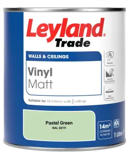 Leyland Trade Vinyl Matt Walls & Ceilings Emulsion Paint Pastel Green (RAL 6019) 1L