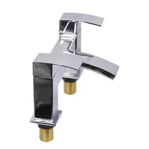 Rinse Bathrooms Bath Taps Chrome Waterfall Tub Taps Square Bathroom Bath Tap Brass Mixers