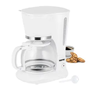 Geepas 1.5L Filter Coffee Machine 800W Coffee Maker for Instant Coffee, White