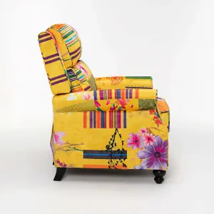 Fabric Gold Patchwork Mary Manual Recliner Chair