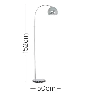 ValueLights Modern Polished Chrome Curved Stem Floor Lamp With Chrome Shade