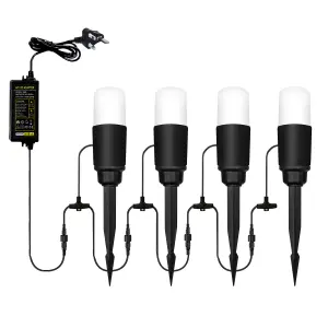 Litecraft Sitka Black 3W LED Outdoor Pathway 4 x Spike Light Kit