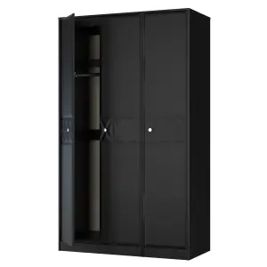 San Jose Ready assembled Contemporary Black Tall Triple Wardrobe (H)1960mm (W)1108mm (D)530mm