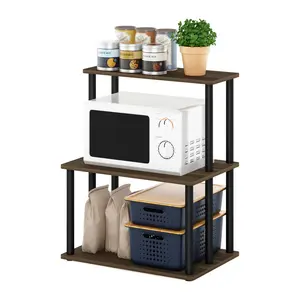 Rimi Wood Kitchen Cart Walnut/Black