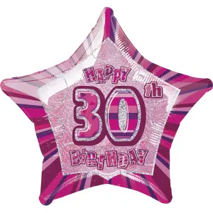 Unique Party Happy 30th Birthday Star Foil Balloon Pink (One Size)