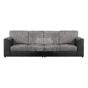 Luxor Long Fabric Jumbo Cord 4 Seater Sofa - Full Back Grey