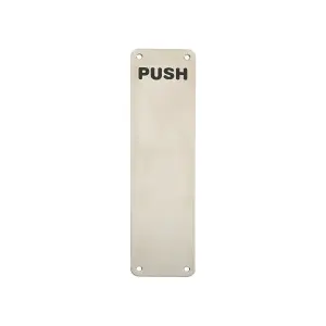 2x Push Engraved Door Finger Plate 300 x 75mm Satin Stainless Steel Push Plate