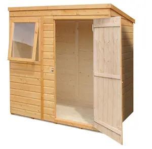 Shire Caldey 6x4 ft Pent Wooden Shed with floor & 1 window - Assembly service included