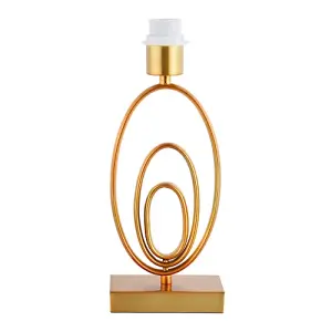 Sleek Three-Oval Ring Design Table Lamp Base in Eye Catching Brushed Gold Metal