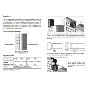 Buff Airbrick 9" x 9" with Extendable 6" Pipe for Cavity Wall Ventilation