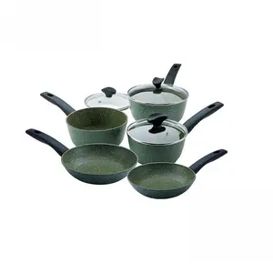 Prestige Eco Green Round Aluminium Induction Suitable Plant Based Non-Stick Cookware Set Pack of 5