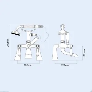 Nes Home Trafford Traditional Bath Filler Shower Mixer & Monobloc Tap Chrome