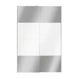 Atomia Panelled Mirrored White High gloss 2 door Sliding Wardrobe Door kit (H)2250mm (W)1500mm