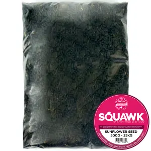 12.5kg SQUAWK Black Oil Sunflower Seeds - Wild Garden Bird Food Oil Rich Feed