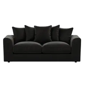 Brooklyn Plush Velvet Fibre Fabric 3 Seater Sofa Black