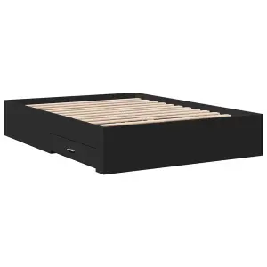 Berkfield Bed Frame with Drawers without Mattress Black 135x190 cm Double