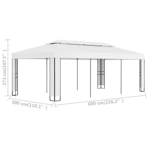 Berkfield Gazebo with Double Roof 3x6 m White