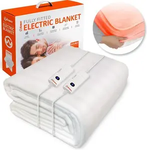 Warmer Electric Blanket Double Size - Dual Control, Fully Fitted Mattress Cover With Elasticated Skirt, 3 Heat Settings, 2 X Detachable Controllers