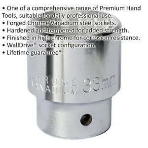 Premium 33mm Forged Steel Drive Socket with 3/4" Square Drive