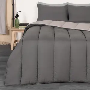 Coverless 10.5 Tog Duvet & Pillowcase, Grey/Silver - Single