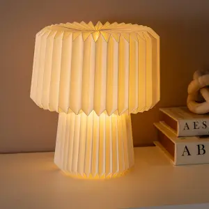 ValueLights White Origami Bedside Table Lamp with Paper Fold Pleated Lampshade - Bulb Included