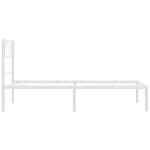 Berkfield Metal Bed Frame with Headboard White 100x190 cm