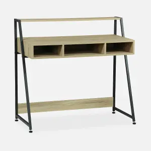 sweeek. Desk in metal and wood effect Loft Natural 100x48x94.5 cm