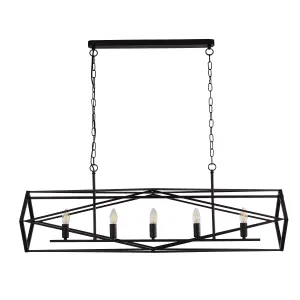 Lighting Collection Columbus Matt Black 5Lt Pendant