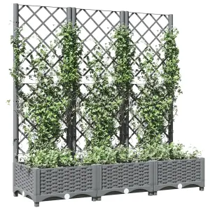 Berkfield Garden Planter with Trellis Light Grey 120x40x121.5 cm PP