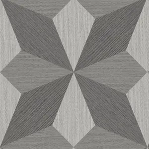 Linear Diamond Geometric Wallpaper Metallic Grey Vintage Retro Paste Wall Vinyl