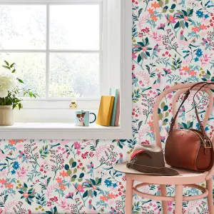 Joules Multicolour Bird & floral Smooth Wallpaper