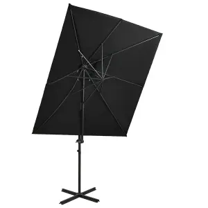 Berkfield Cantilever Umbrella with Double Top Black 250x250 cm