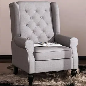 Portland Grey Retro Upholstered Wingback Armchair