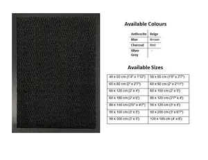 Heavy Duty Indoor & Outdoor Rubber Non-Slip Absorbent Barrier Mat - Anthracite 50 x 80 cm