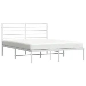 Berkfield Metal Bed Frame with Headboard White 120x190 cm 4FT Small Double