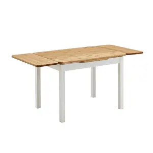 Southsea Extendable Pine Solid Wood Dining Table White/Leach-coloured / H74 x L77 x W104cm