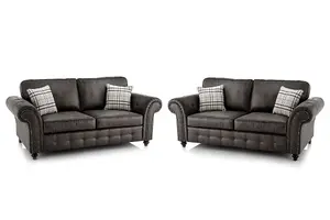 Furniture Stop - Oakland Faux Leather 3+2 Seater Sofa Set