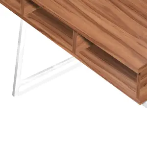 Nautilus Designs Walnut Computer Desk with White Frame & Upper Storage Shelf