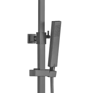 ENKI Enzo Gunmetal Grey Sqaure 2-Outlet Thermostatic Shower Head & Handheld Ultra Slim 200mm