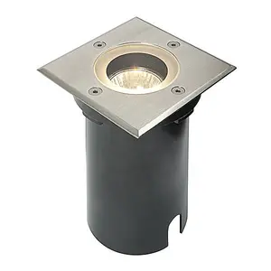 Luminosa Pillar 1 Light Outdoor Recessed Light Marine Grade Brushed Stainless Steel, Glass IP65, GU10